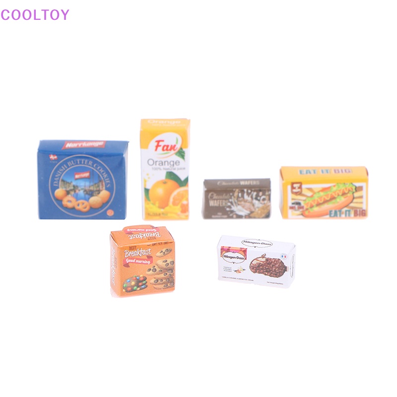 Set 6 Mô Hình Chai Nước Và Hộp Đựng Đồ Uống Mini Tỉ Lệ 1 / 12 Trang Trí Nhà Búp Bê