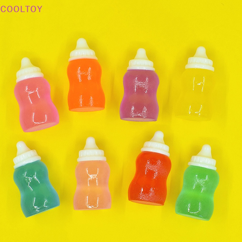 Cooltoy Set 10 Bình Sữa Em Bé mini Màu Dạ Quang Dễ Thương Trang Trí Nhà Búp Bê