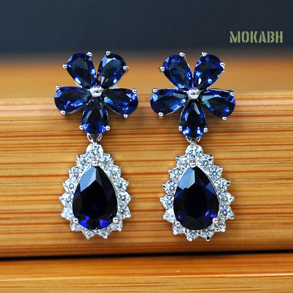 Bông Tai Dáng Dài Đính Đá Hình Hoa Và Quả Lê Thời Trang Cho Nữ