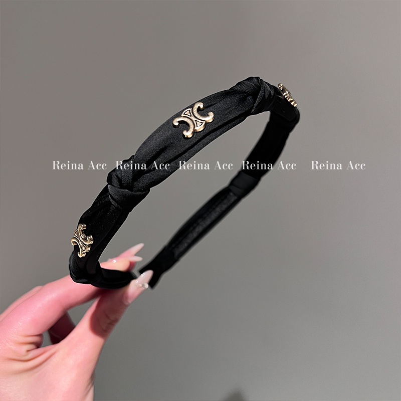 Băng Đô Cài Tóc Satin Màu Đen Thời Trang Xuân Hè 2023 Cho Nữ