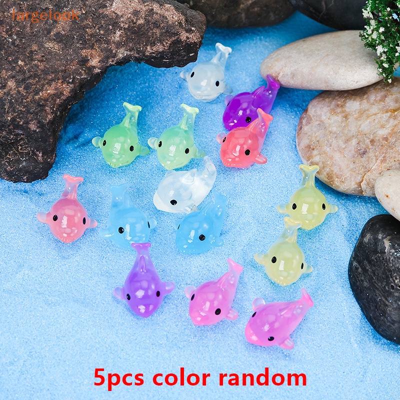Set 5 Mặt Dây Chuyền Hình Cá Heo Bằng Nhựa Phát Quang Dễ Thương Trang Trí Tiểu Cảnh