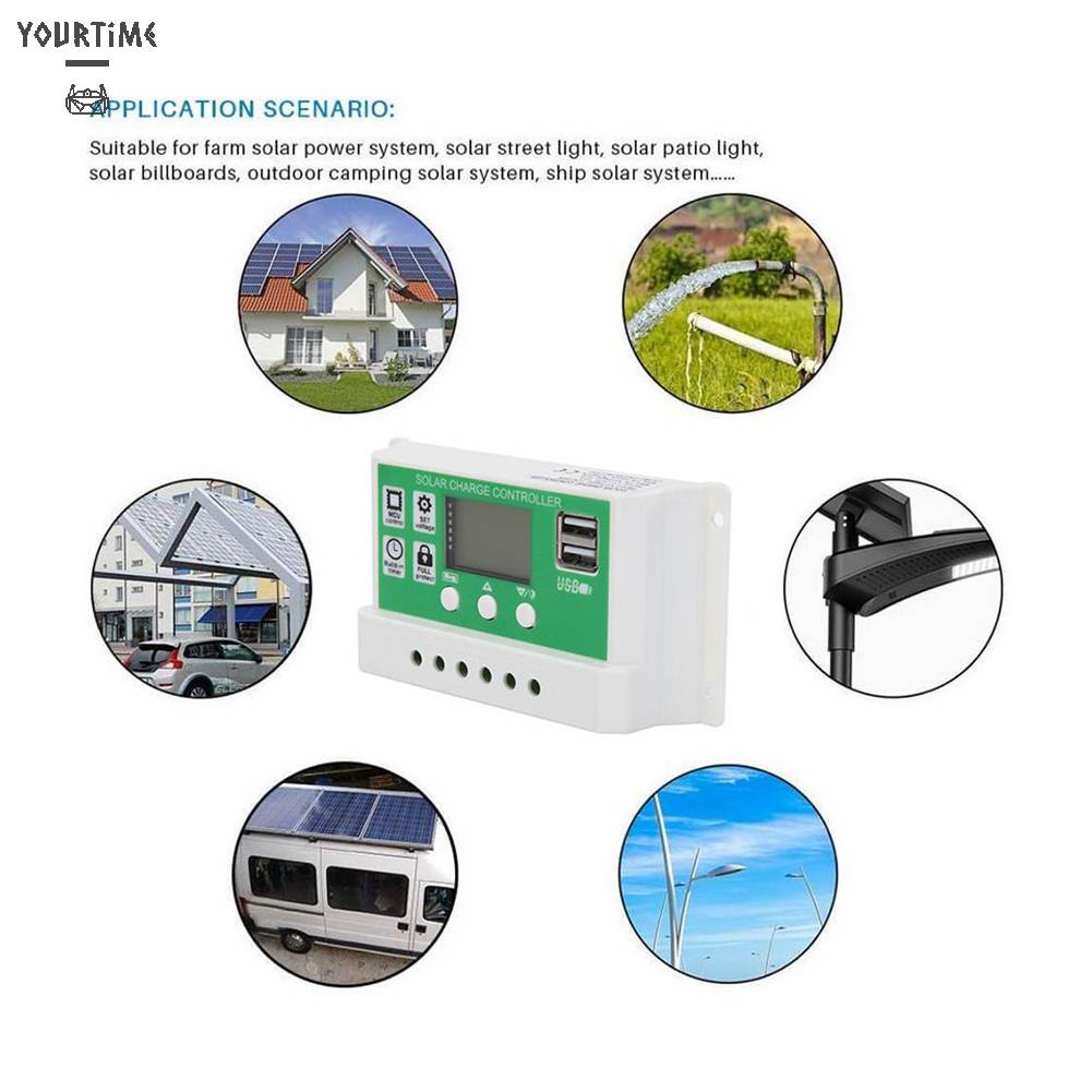 Bộ Điều Khiển Sạc 10A 20A 30A 40A 50A 60A 12V 24V Có Màn Hình LCD