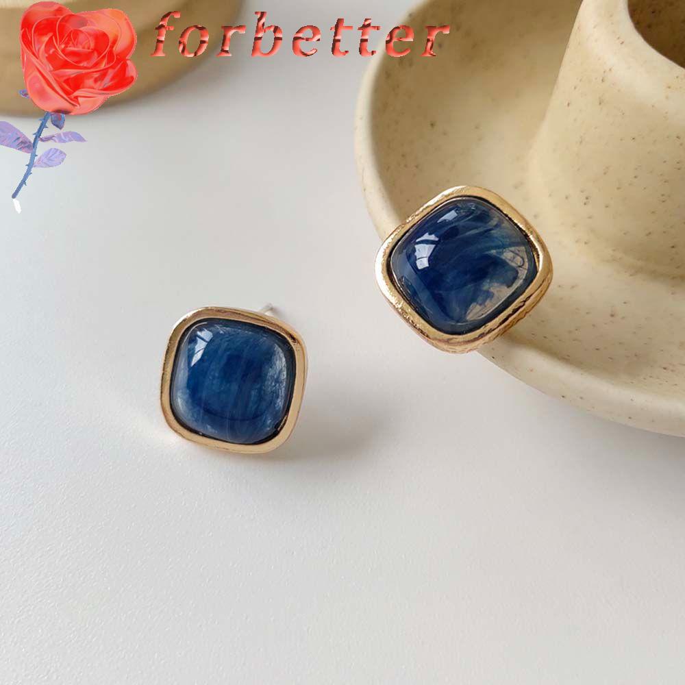 Bông Tai Hình Vuông Bằng Hợp Kim Màu Xanh Dương Thời Trang Cho Nữ