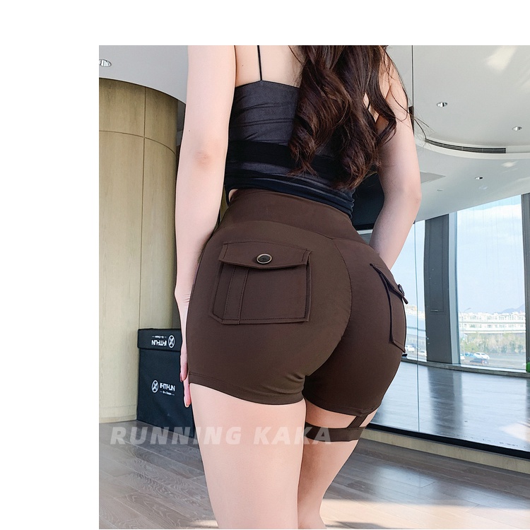 Quần Short Thể Thao Lưng Cao Có Túi Thời Trang Quyến Rũ