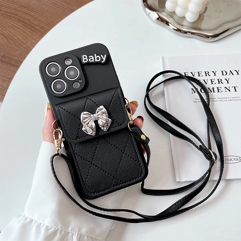 Ốp Lưng Da Cừu Có Dây Đeo kèm Ngăn Đựng Thẻ Cho iPhone 6 Plus tới 14 Promax, Hàng Chất Lượng Cao