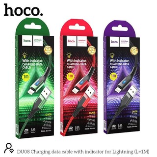 Cáp sạc nhanh hoco du08 bọc dù báo đèn 1m 2m