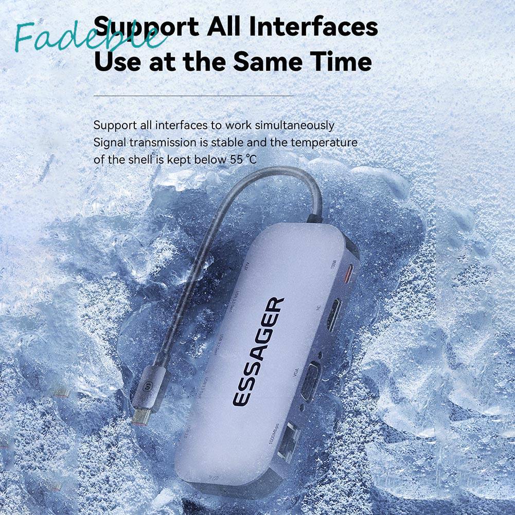 Bộ Chia Cổng Sạc USB Type C 11 Trong 1 Cho Laptop