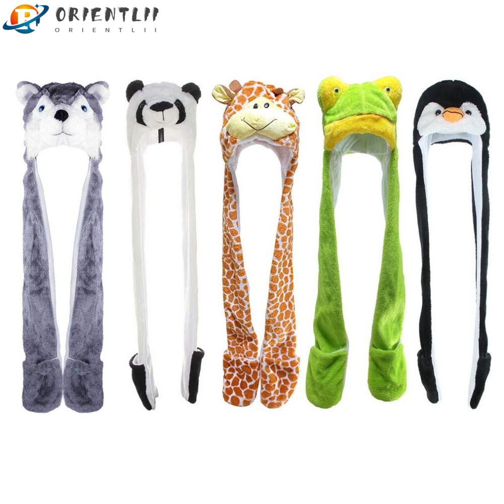 Mũ Trùm Đầu Kiêm Khăn Choàng Cổ 3 Trong 1 Thoải Mái Hình Thú Nhồi Bông Orentlii