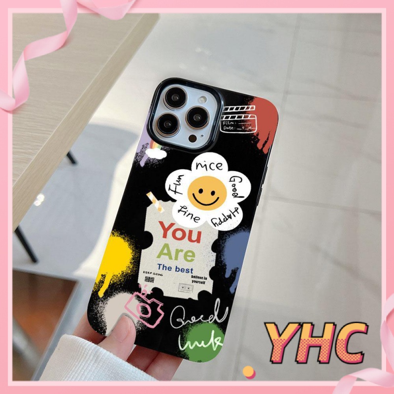 Ốp Lưng iPhone Khuôn mặt tươi cười graffiti màu đen bảo vệ camera chống chấn động Cho Iphone 6 / 6S / 6splus / se / 7 / 7plus / 8 / 8plus / X / xs / xsmax / 11 / 12 / 13 / 14 / Plus / pro / pro max-5
