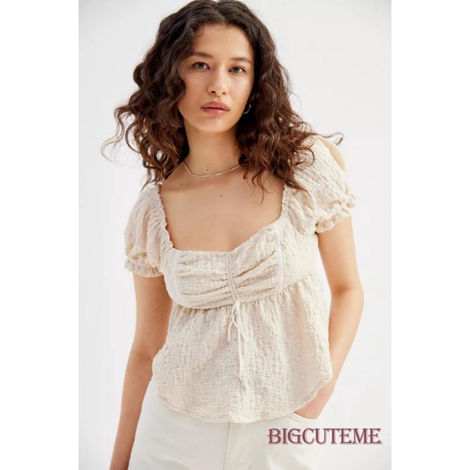 Áo Croptop Tay Phồng Ngắn Thời Trang Mùa Hè Xinh Xắn Cho Nữ