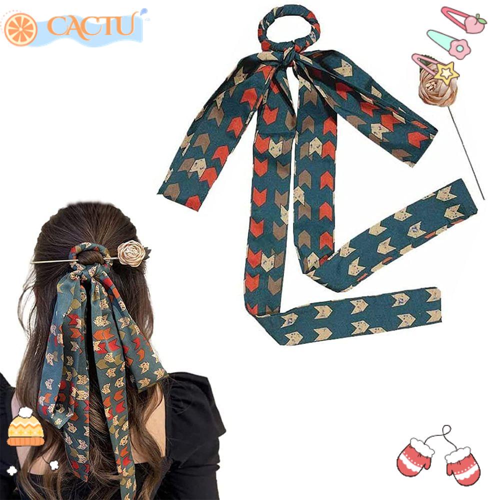 Kẹp Tóc Đuôi Ngựa Bằng Lụa Phong Cách Vintage Thanh Lịch Giá Đỡ