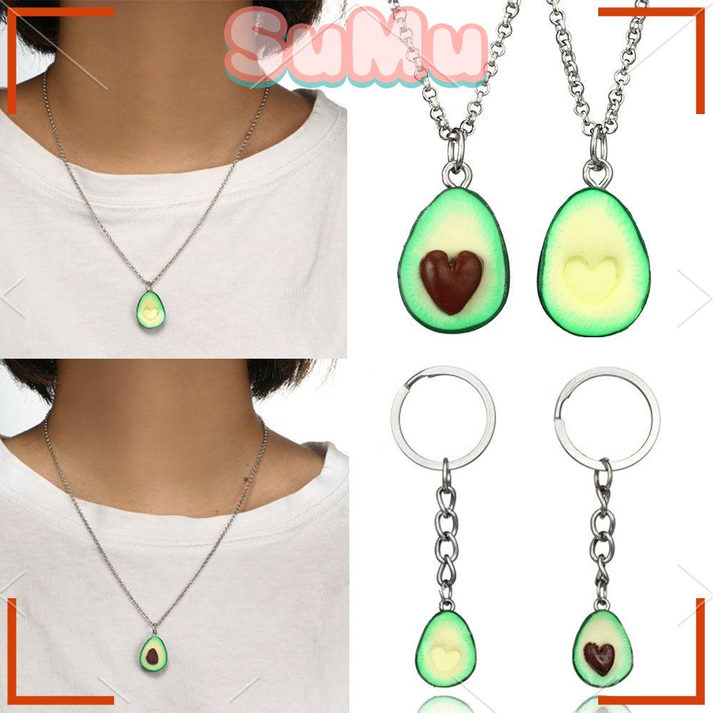 Sumu Vòng cổ Mặt Hình Quả Bơ Xanh Lá Không Đối Xứng Dễ Thương Cho Ngày Valentines