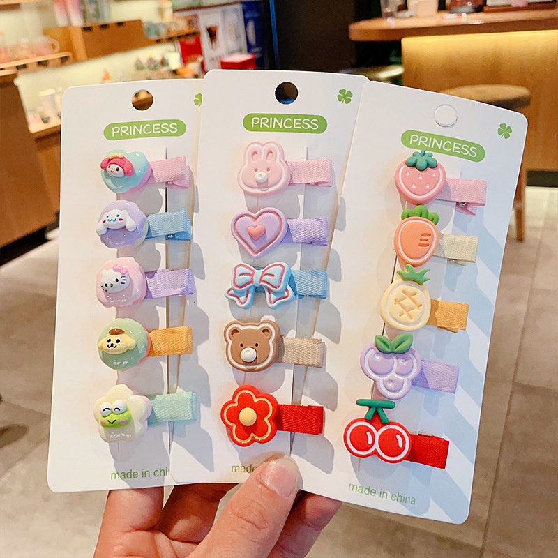 Kẹp Tóc Nhựa Resin Màu Sáng Họa Tiết Hoạt Hình Phong Cách Hàn Quốc Cho Bé