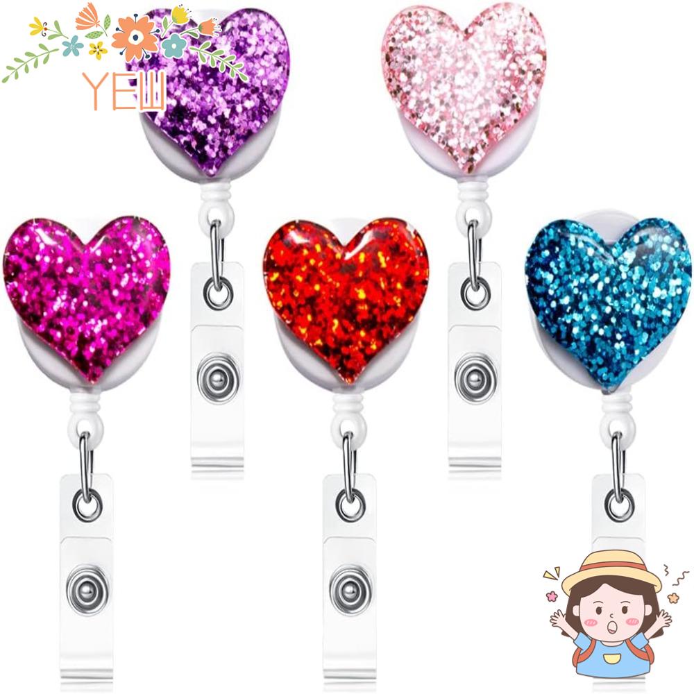 Kẹp Cá Sấu ID Hình Trái Tim Có Thể Thu Gọn Tiện Dụng Cho Văn Phòng