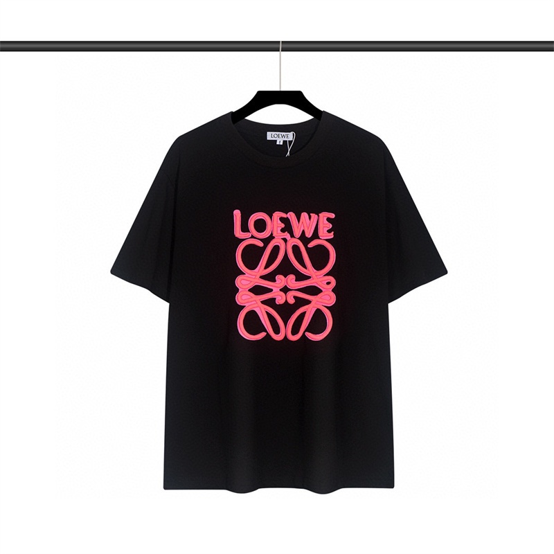 LOEWE Áo Thun L-O88E- Áo Thun Tay Ngắn Cổ Tròn Họa Tiết Thêu Dạ Quang Thời Trang Cho Nam Và Nữ