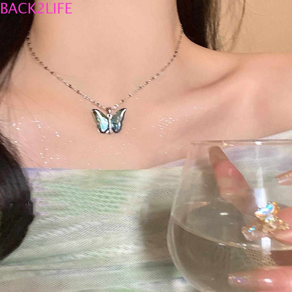 Vòng cổ Mặt Hình Bướm Trong Suốt Phong Cách Hàn Quốc Cho Nữ 2life