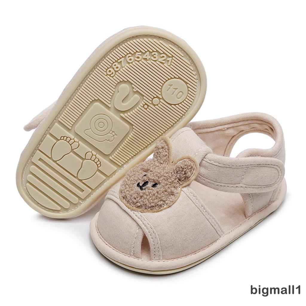 Bigmall-giày Tập Đi Đế Mềm Chống Trượt Thêu Hình Gấu / Thỏ Cho Bé Trai Bé Gái Sơ Sinh