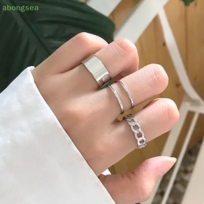 Bộ 3 Nhẫn Đeo Tay Màu Bạc Phong Cách Hip Hop Thời Trang Cho Nam Và Nữ