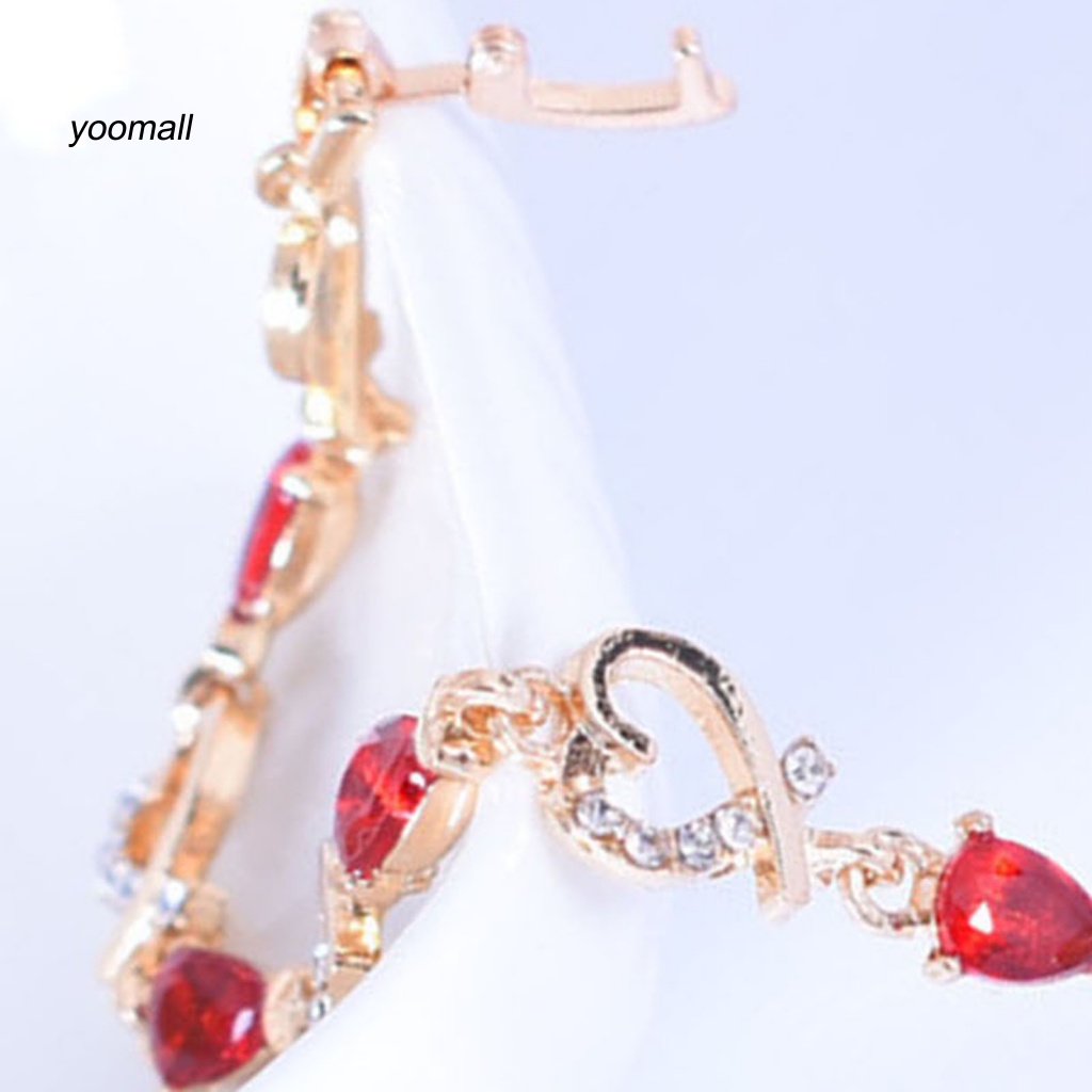 Vòng Tay Hợp Kim Đính Đá Hình Trái Tim Xinh Xắn Cho Nữ