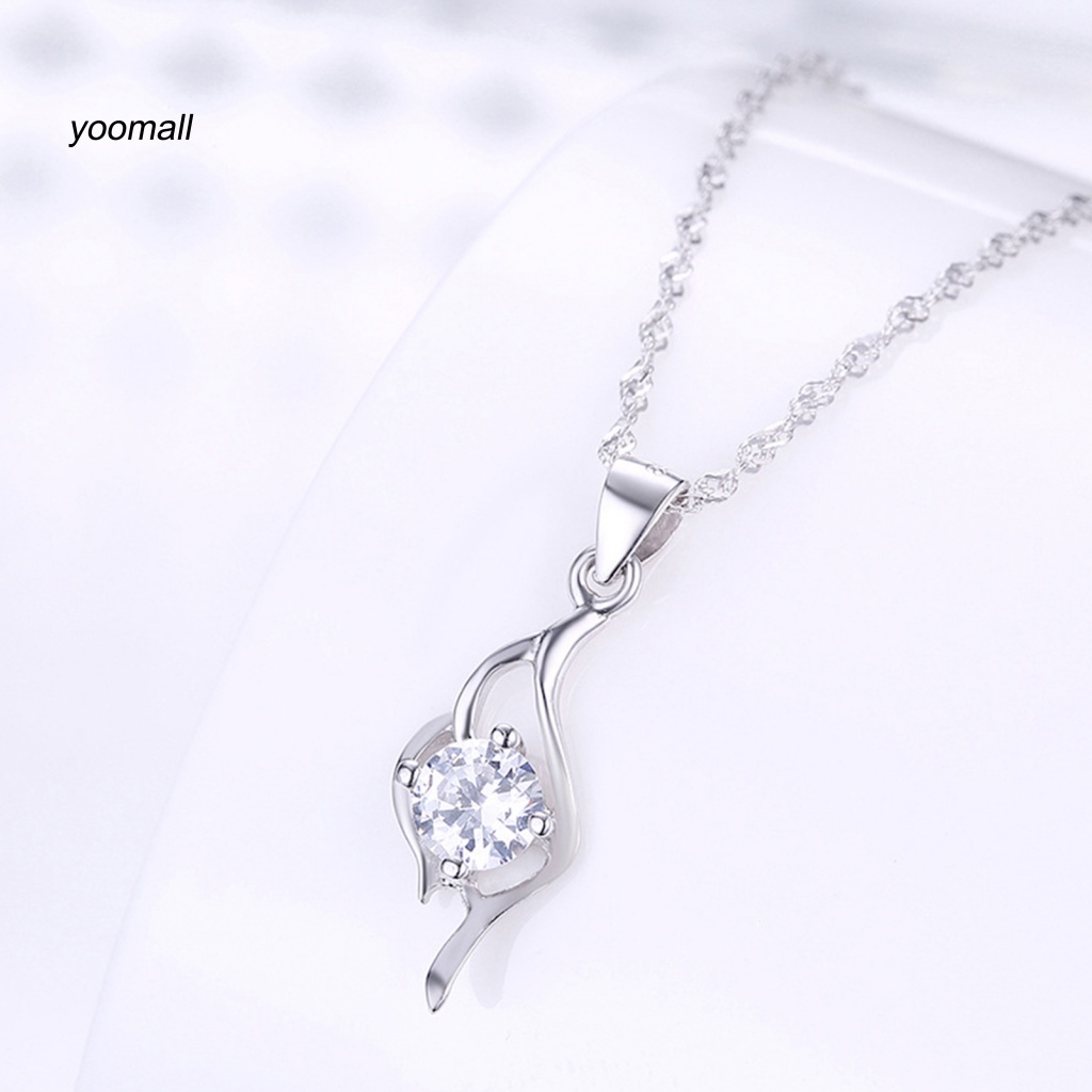 Vòng cổ Mạ Bạc Đính Đá Zircon Lấp Lánh Thời Trang Cho Nữ