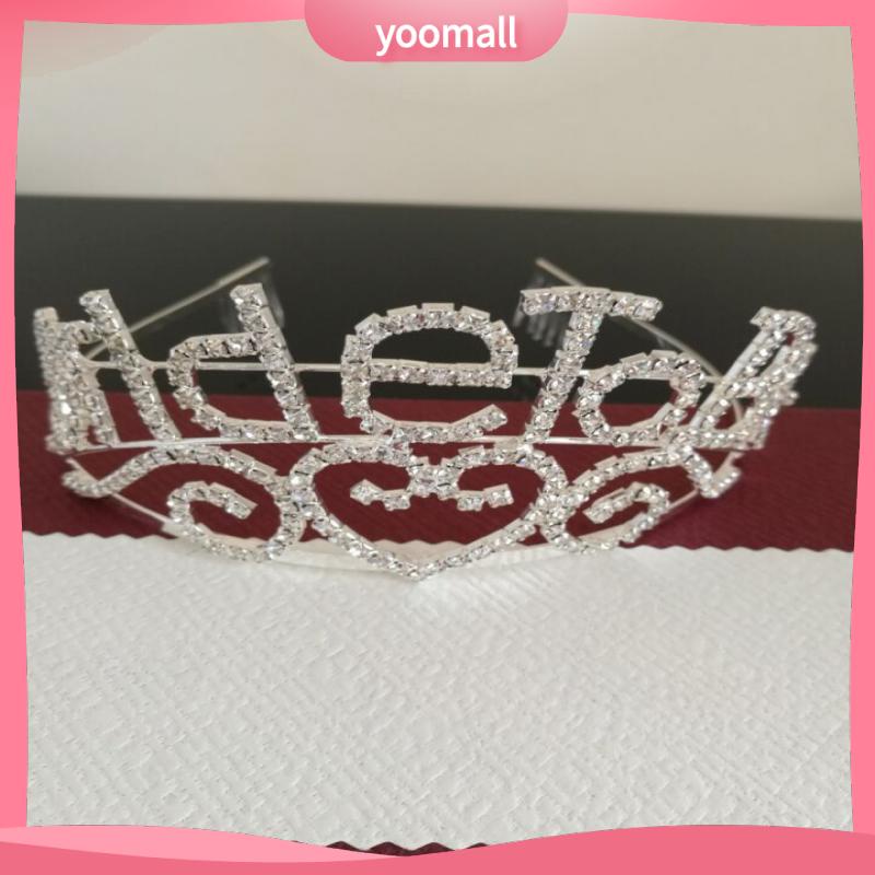 Băng Đô Vương Miện Cô Dâu Đính Pha Lê In Chữ