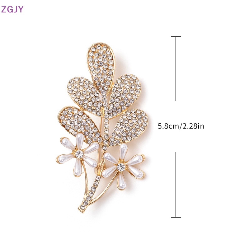 Ghim Cài Áo Hình Hoa Lá Đính Ngọc Trai Thời Trang Cho Nữ Mới