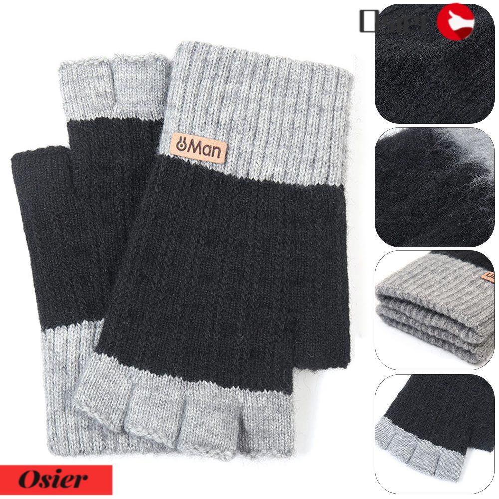 OSIER1 Găng Tay Len Hở Ngón Lót Nhung Dày Dặn Có Thể Sử Dụng Màn Hình Cảm Ứng