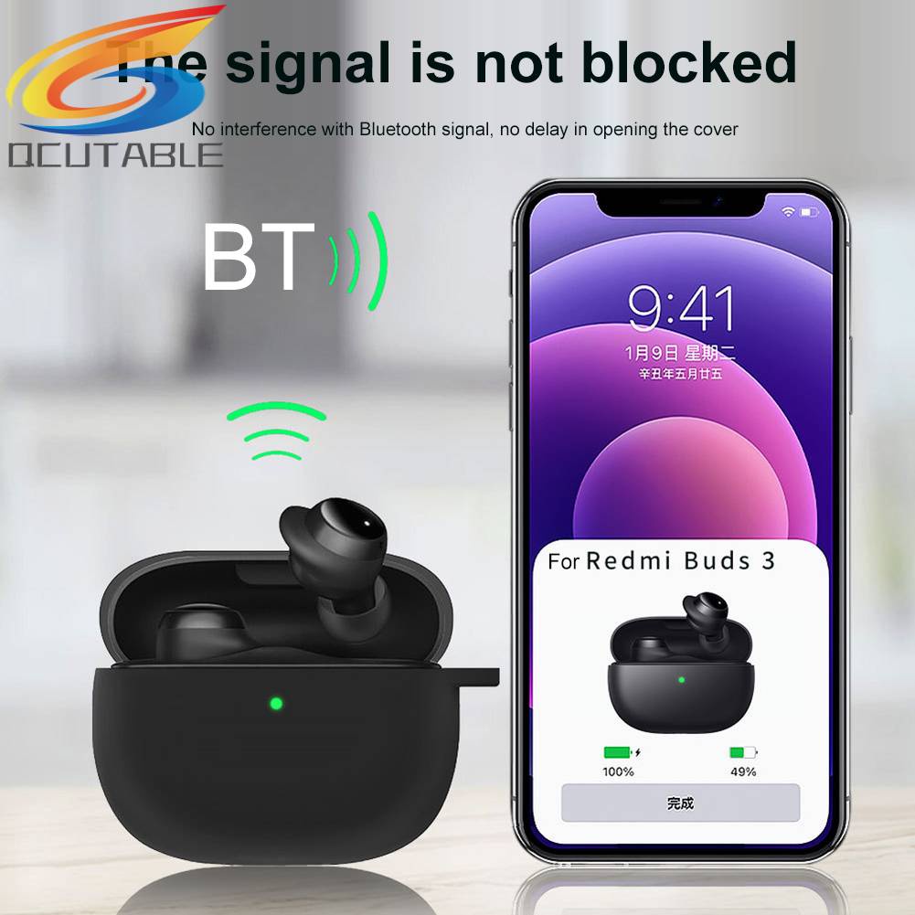 Vỏ Bảo Vệ Hộp Sạc Tai Nghe Redmi Buds 3 Lite Bằng Silicone Kèm Móc Tiện Lợi