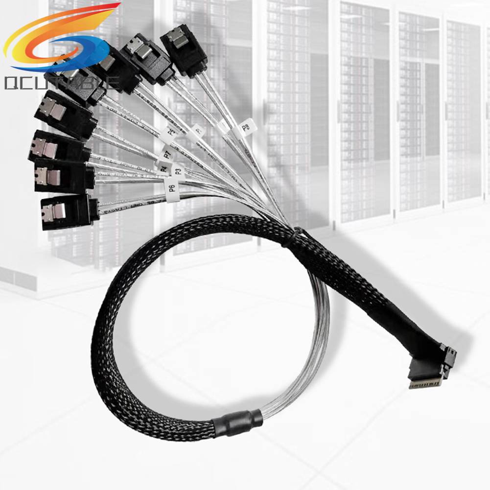 Cáp ChuyểN ĐổI MỏNg SAS4.0 SFF-8654 8i Sang SATA 8 CổNg 12Gbps 50cm