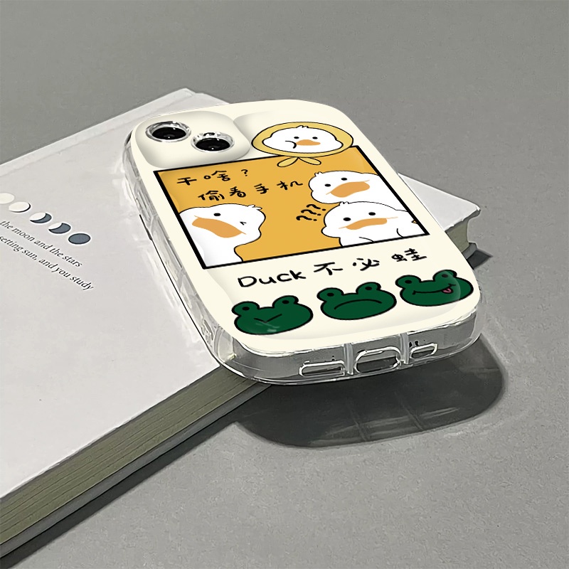 Ốp Điện Thoại Silicone Trong Suốt Chống Sốc In Hình Vịt Cho IPhone 14 13 12 11 Pro Max Casing 7 + 8 Plus XS X XR
