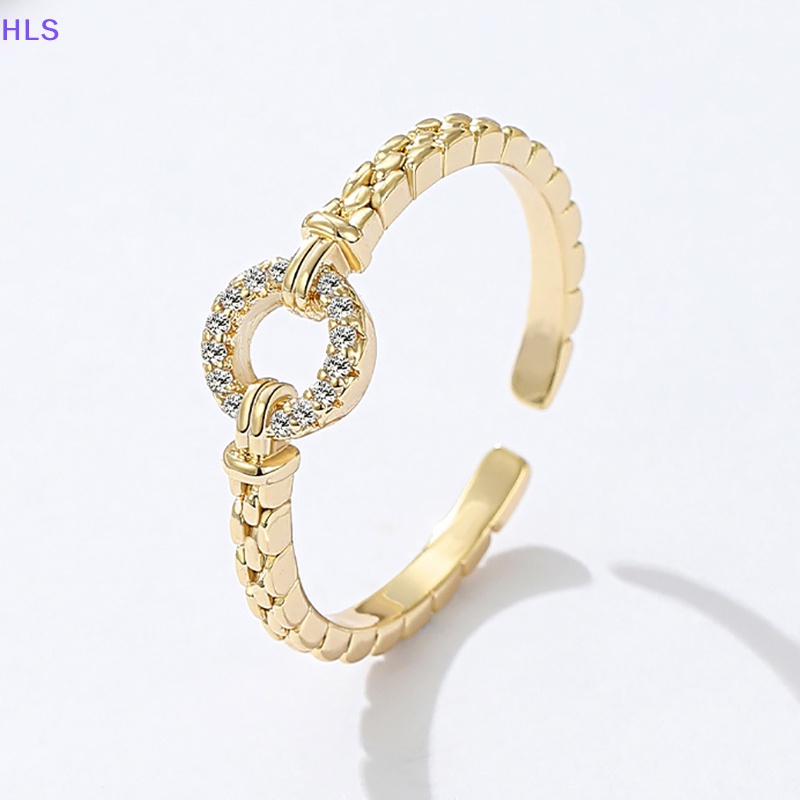 Nhẫn Tròn Hở Bằng Hợp Kim Zircon Lấp Lánh Thời Trang Cho Nữ