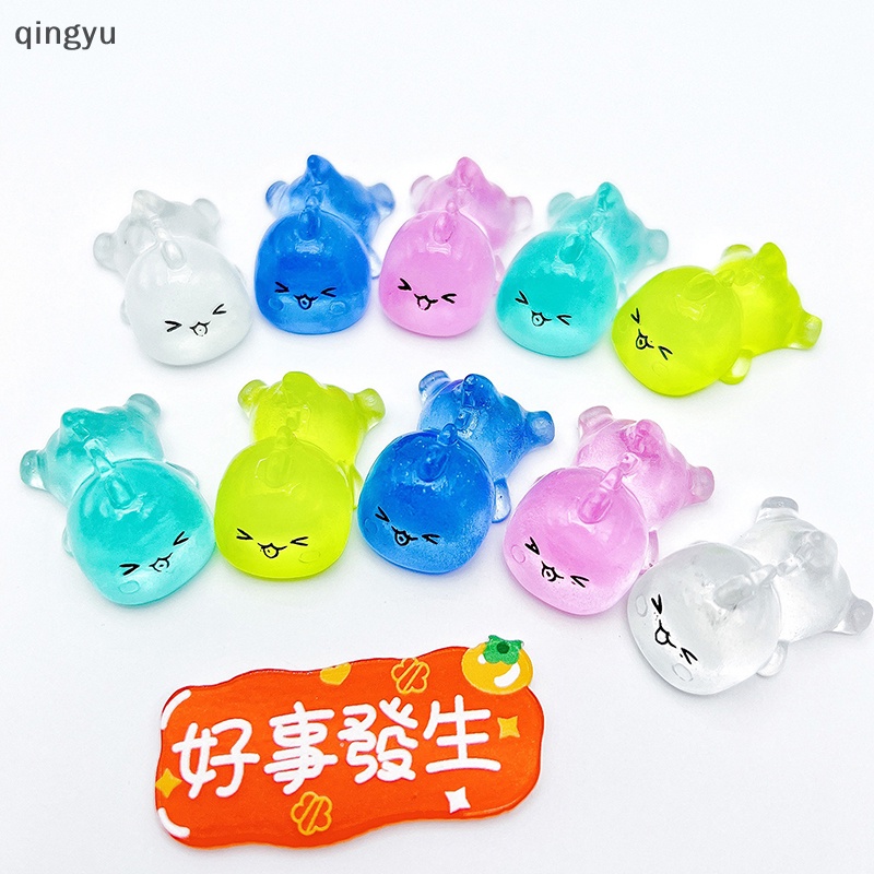 Bộ 2 Móc Khóa Mini Bằng Nhựa Resin Hình Rồng Sữa Dạ Quang DIY