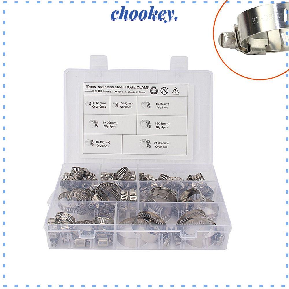 CHOOKEY Set 50 Kẹp Ống Nước Bằng Thép Không Gỉ 6-38mm