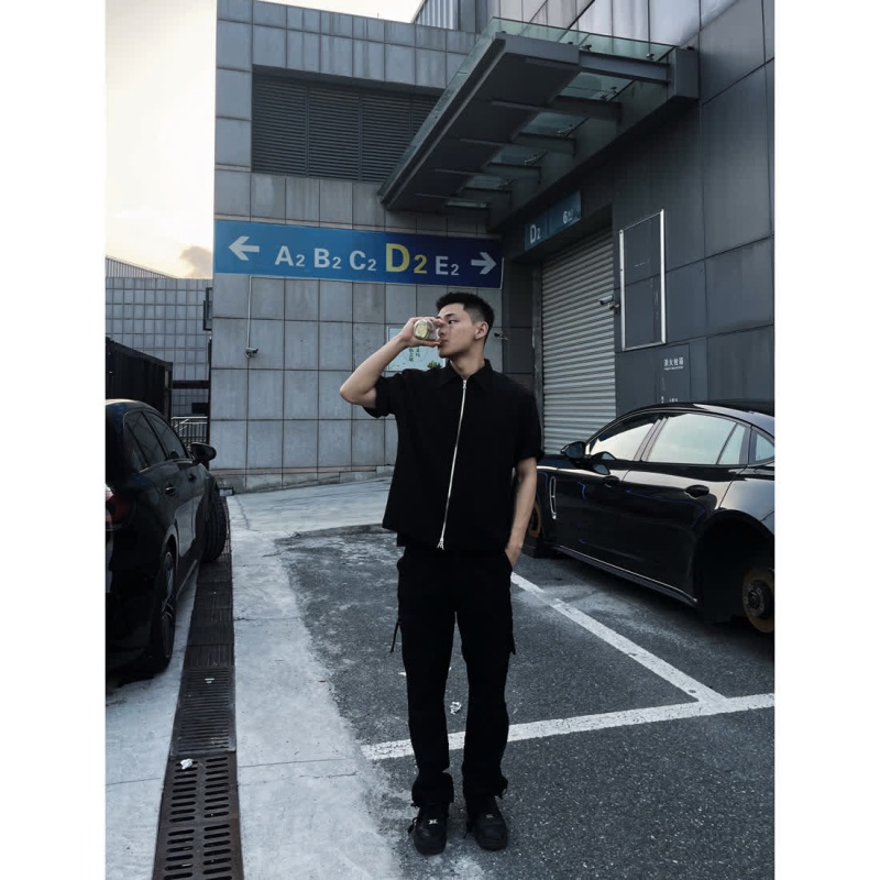 Áo Sơ Mi Tay Ngắn Khóa Kéo Đôi Màu Sắc Thời Trang Mùa Hè Cho Nam