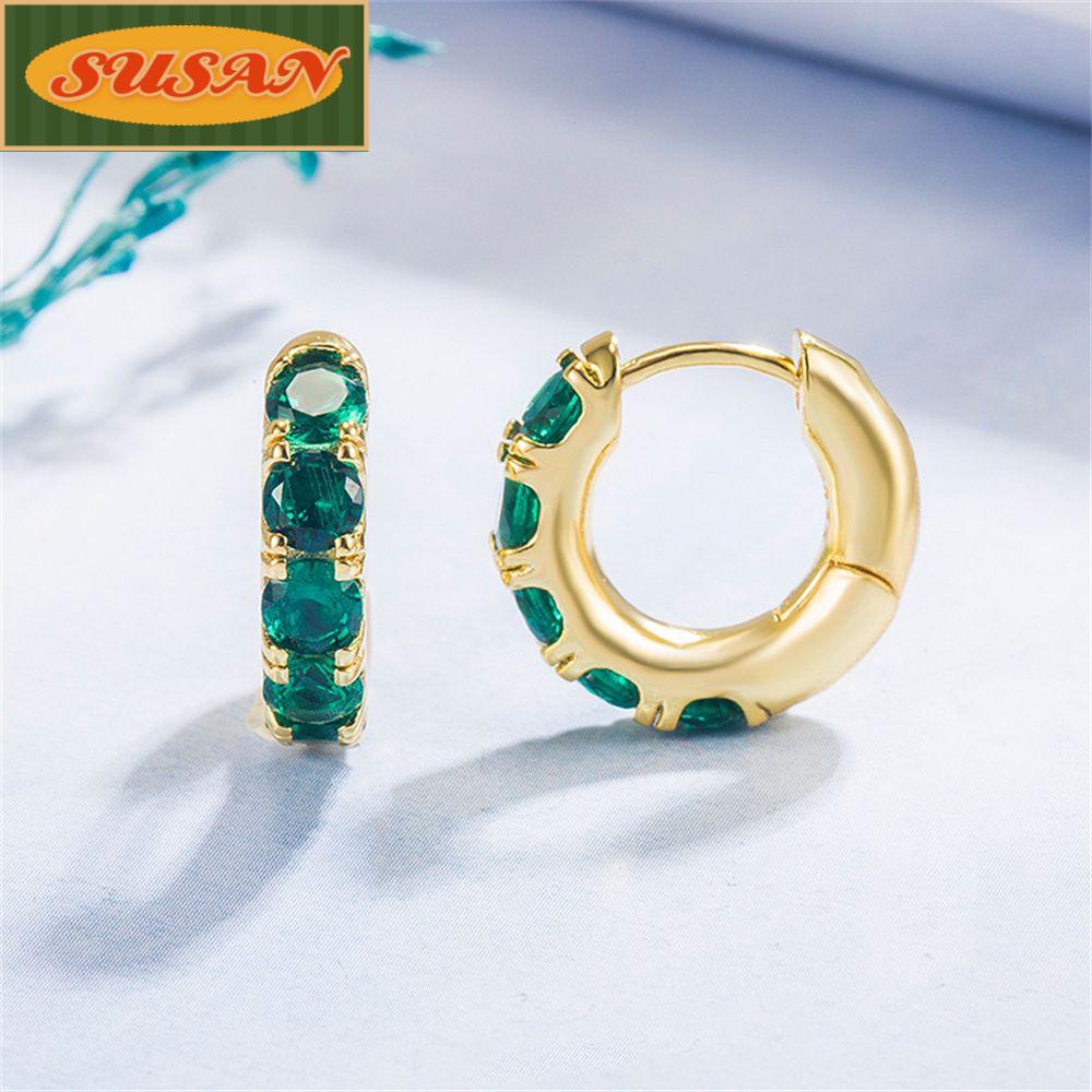 SUSANS Khuyên Tai Vòng Màu Xanh Ngọc Lục Bảo Thanh Lịch Mới Cho Nữ