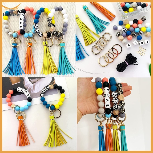 Bộ 78 Hạt Silicone Xỏ Vòng Tròn Làm Móc Khóa Diy Cho Nữ