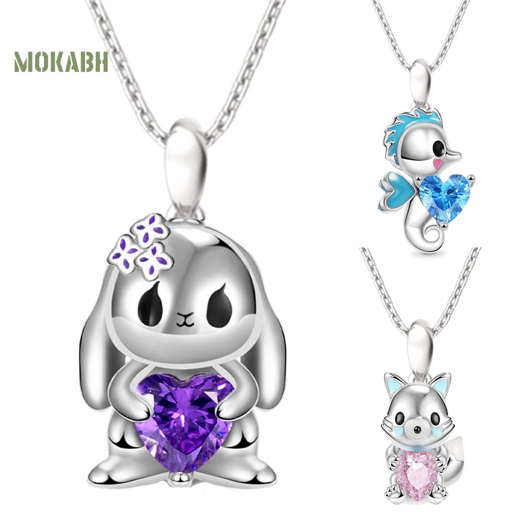 Vòng cổ Họa Tiết Cá Ngựa / Thỏ / Cáo Hoạt Hình Đính Đá Thời Trang Cho Nữ