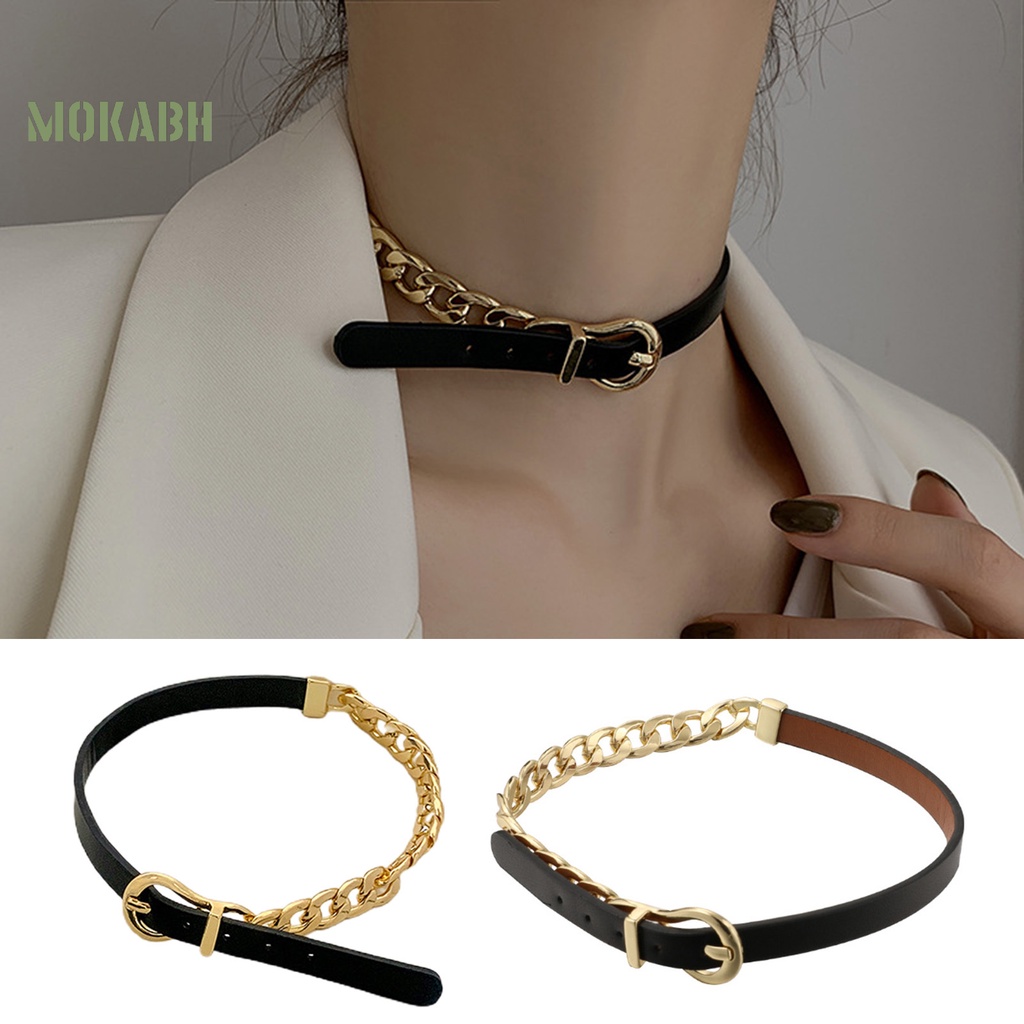 Vòng Cổ Choker Giả Da Có Khóa Điều Chỉnh Được Phong Cách Hip Hop Thời Trang Cho Nữ