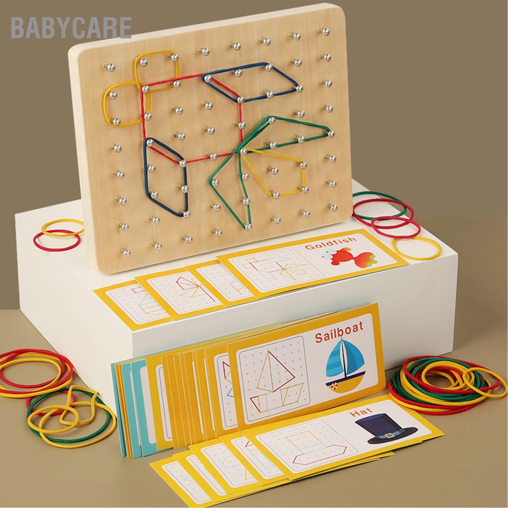 Babycare Có hàng sẵn Đồ chơi bằng gỗ Geoboard Montessori Học đồ họa giáo dục cho trẻ mới biết đi Bé trai bé gái