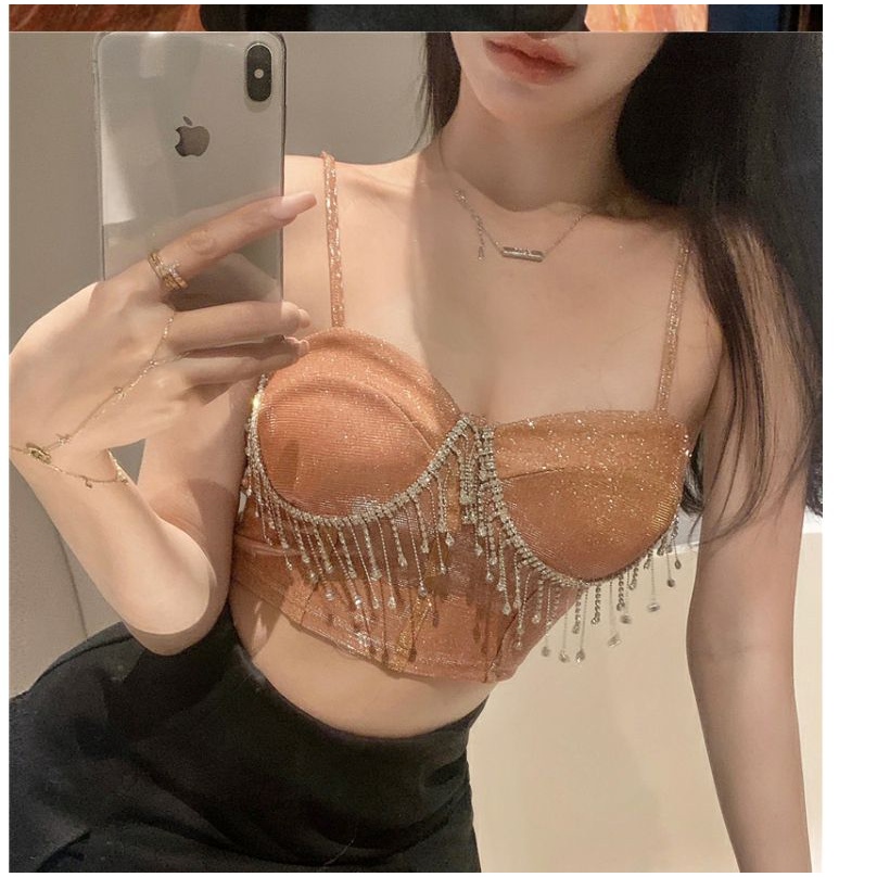 Áo Croptop Hai Dây Thiết Kế Tua Rua Thời Trang Mùa Hè Quyến Rũ Cho Nữ