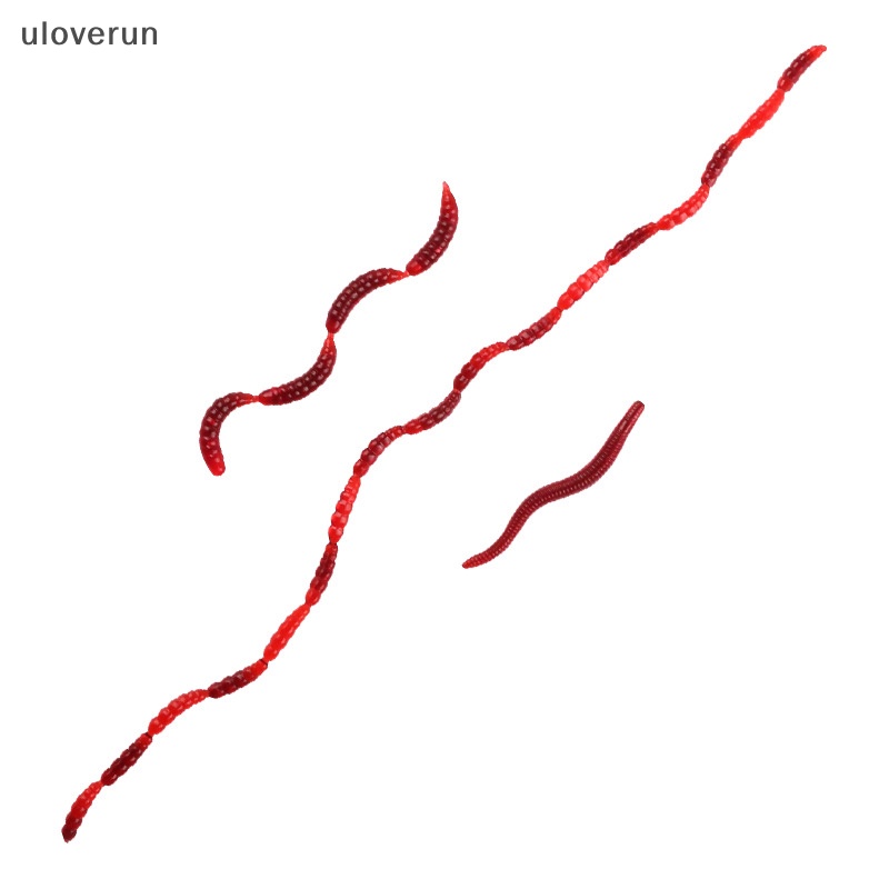 Set 100 Mồi Câu Cá Nhân Tạo Bằng Silicon Mềm Hình Giun Đỏ Sống Động