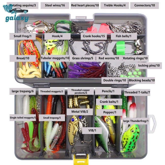 Galaxy Hộp 168 Mồi Giả Câu Cá Bằng Nhựa Trong Suốt