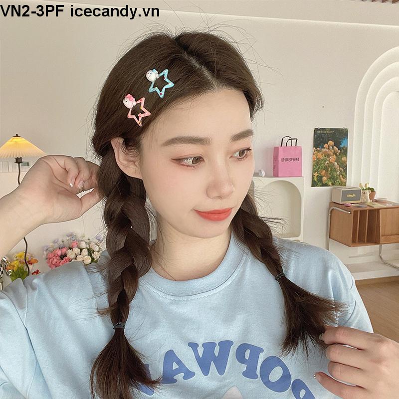 🥟ice🥟SANRIO Kẹp Tóc Hình Ngôi Sao Năm Cánh Họa Tiết Chấm Bi Dễ Thương Cho Nữ