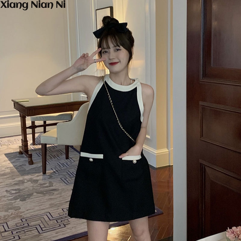 Đầm XIANG NIAN NI dáng chữ A không tay buộc dây sau lưng thời trang xuân hè cho nữ