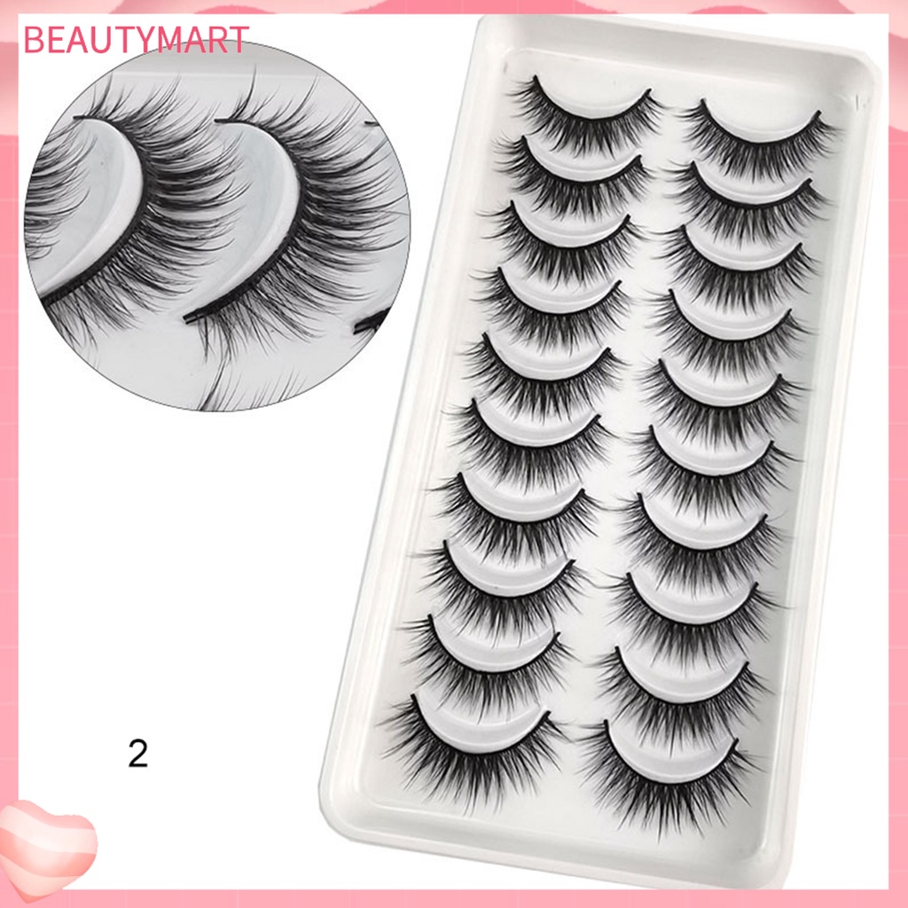 Set 10 Cặp Lông Mi Giả Màu Đen Dài Tự Nhiên Trang Điểm Cho Nữ