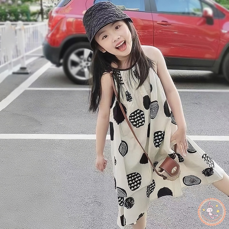 Đầm Đi Biển Nhiều Lớp Không Tay In Hoa Văn Phong Cách Hàn Quốc Dành Cho Bé Gái