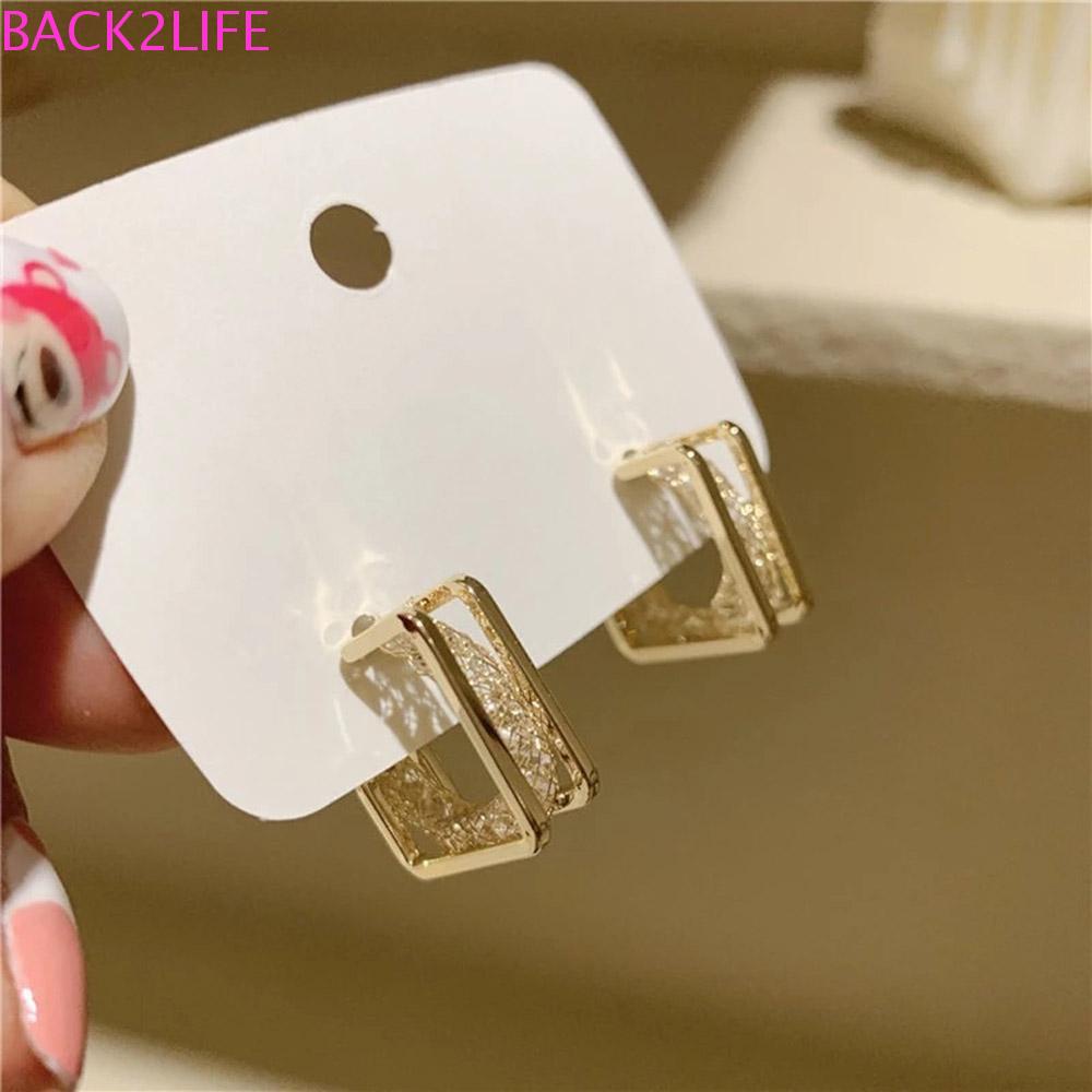 BACK2LIFE Squre Bông Tai Hình Học S925 Thời Trang Dự Tiệc Cho Nữ