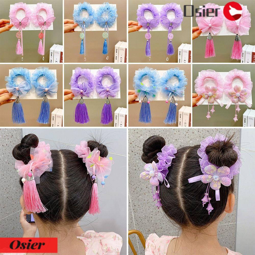 OSIER1 Dây Cột Tóc Đính Lông Nhung Co Giãn Thời Trang Cho Nữ