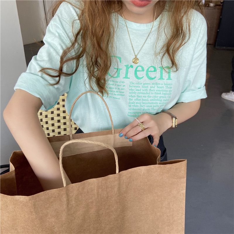 COZOK Áo Thun Ngắn Tay Dáng Rộng In Họa Tiết Thời Trang Hongkong Cá Tính