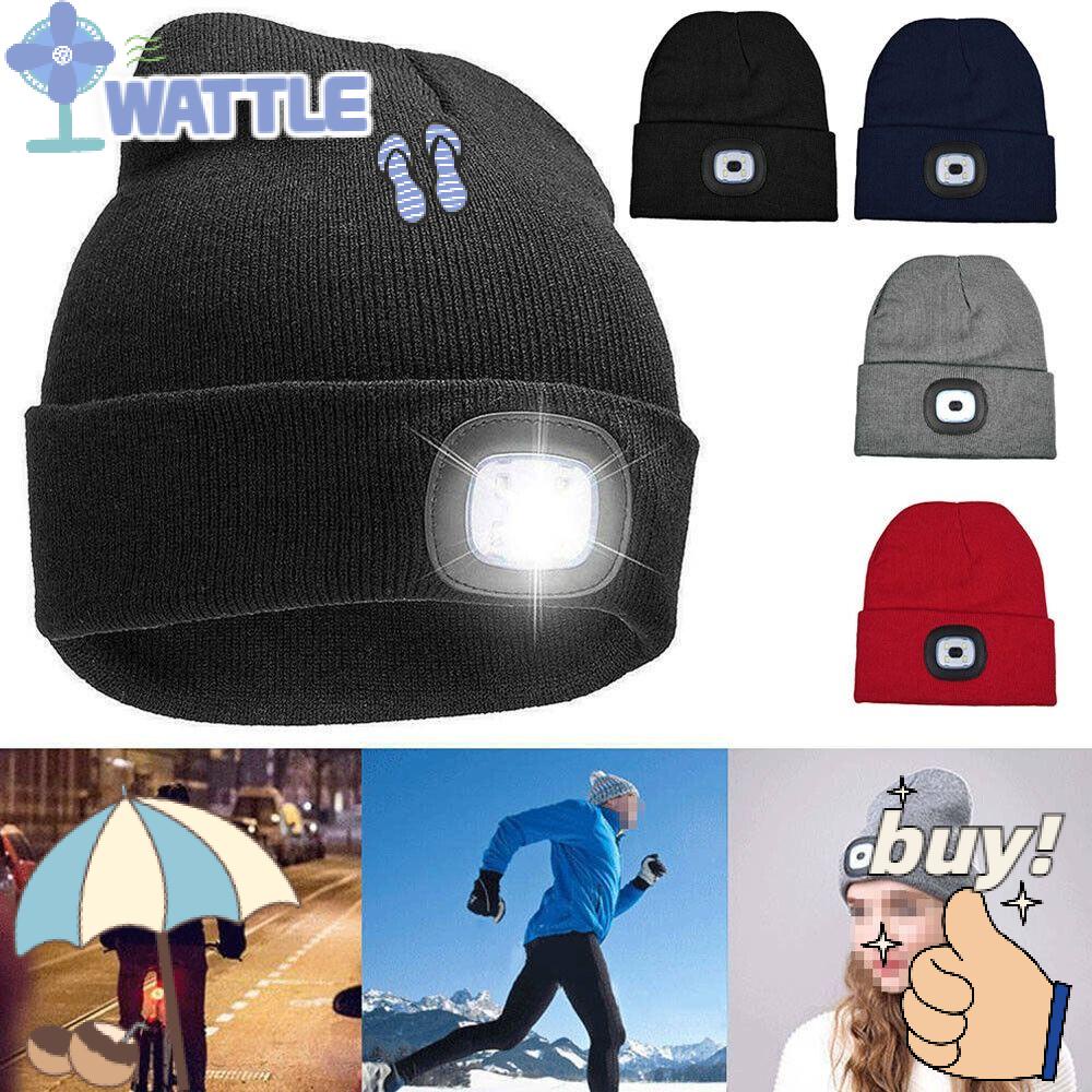 WTTLE Mũ Trùm Đầu Dệt Kim Có Đèn LED